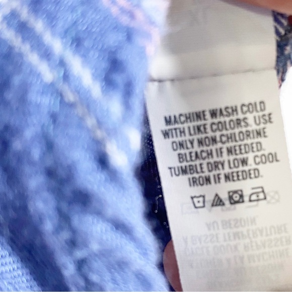 AERIE Blue Pink Checkered Checks Plaid Button Down Long Sleeves Shirt XL - Picture 9 of 9